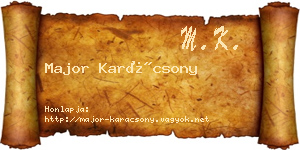 Major Karácsony névjegykártya